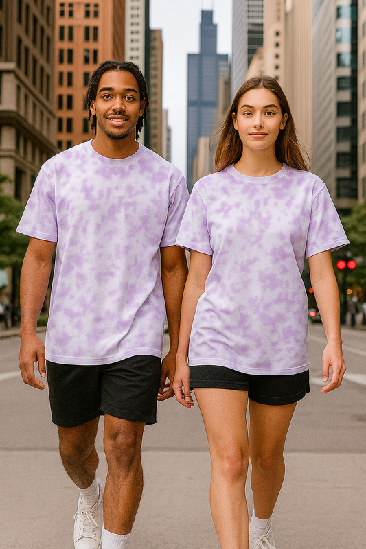 Unisex Tie Dye White Lavender Oversized T-Shirt