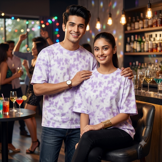 Unisex Tie Dye White Lavender Oversized T-Shirt