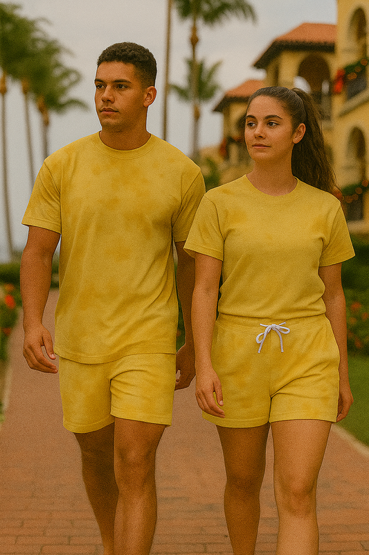 Unisex Tie Dye Yellow Shorts