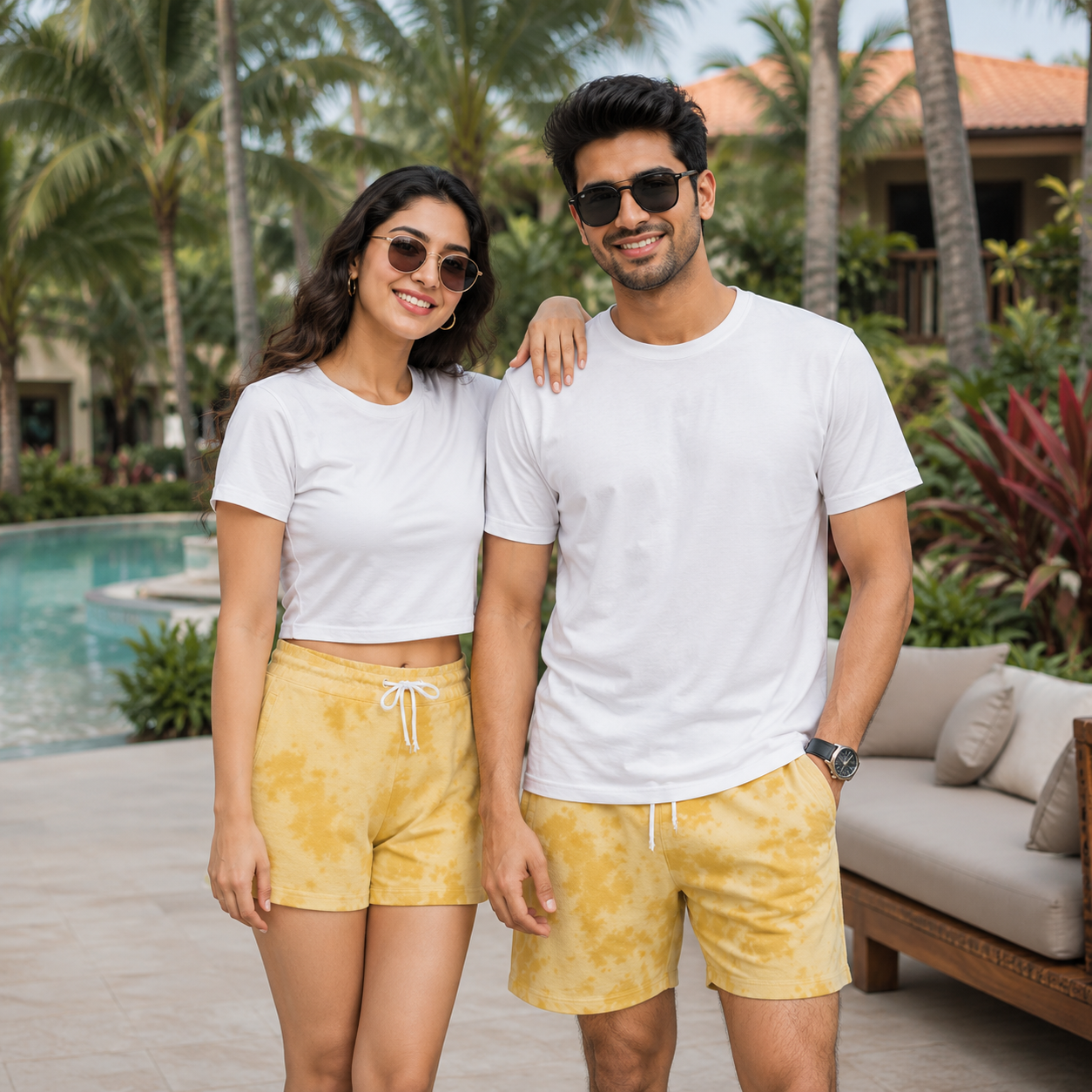 Unisex Tie Dye Yellow Shorts