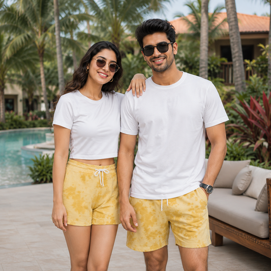 Unisex Tie Dye Yellow Shorts