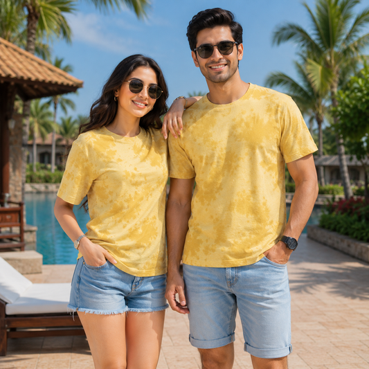 Unisex Yellow Tie Dye Oversized T-Shirt