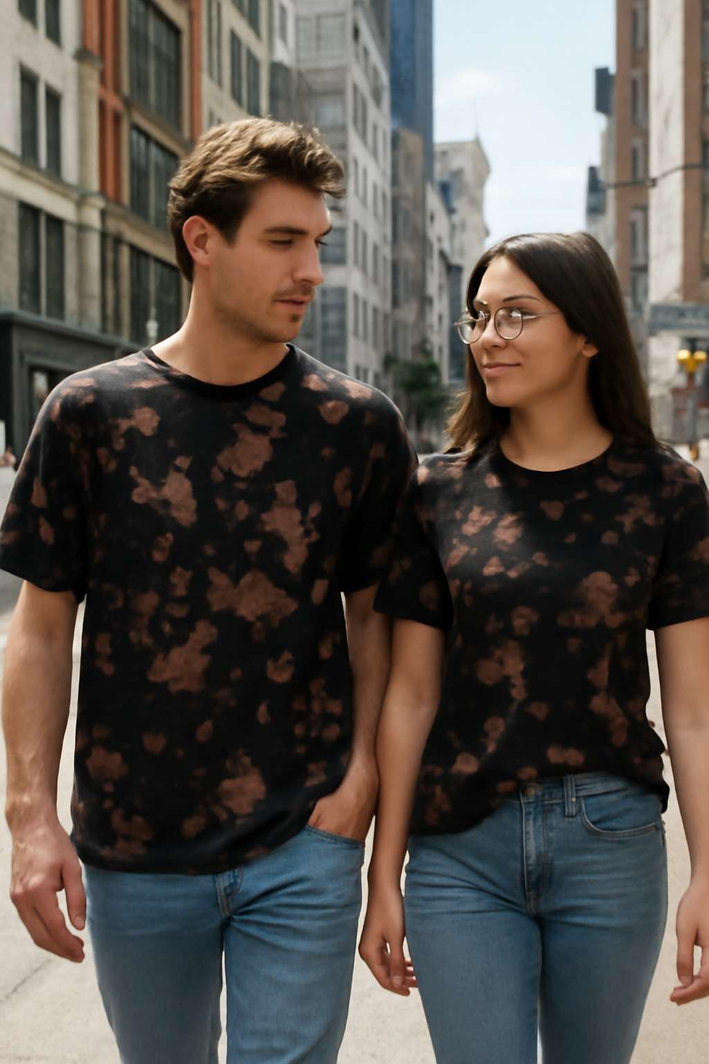 Unisex black brown tie dye t-shirt