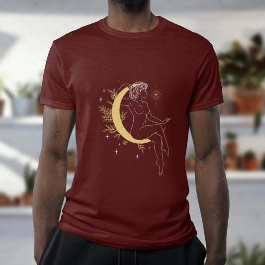 Woman on Moon Art Printed T-shirt