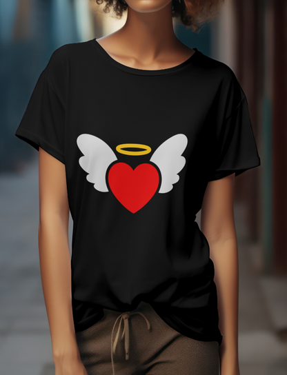 Heart Wings Half Sleeve Printed T-shirt