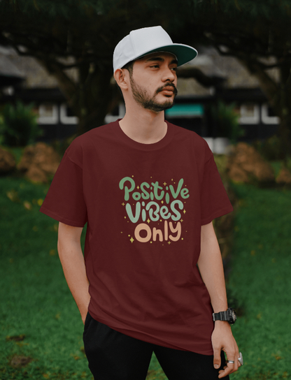 Positive Vibes Only Quote Printed T-Shirt